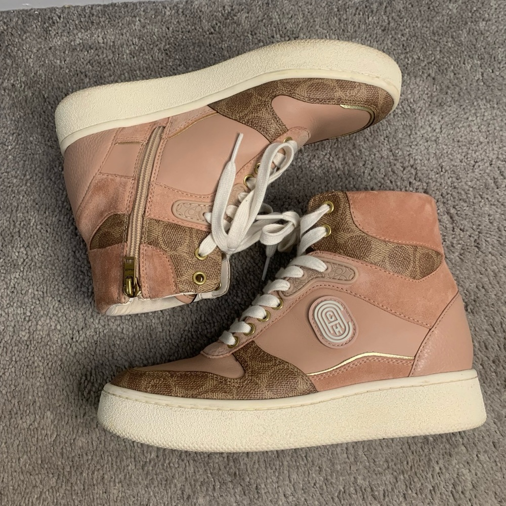 Coach Pink Hightop Sneakers